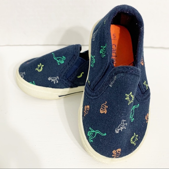 Carter’s Damon Allover Dinosaur Print Casual Canvas Slip-on Sneakers Skate Shoe - Picture 2 of 8